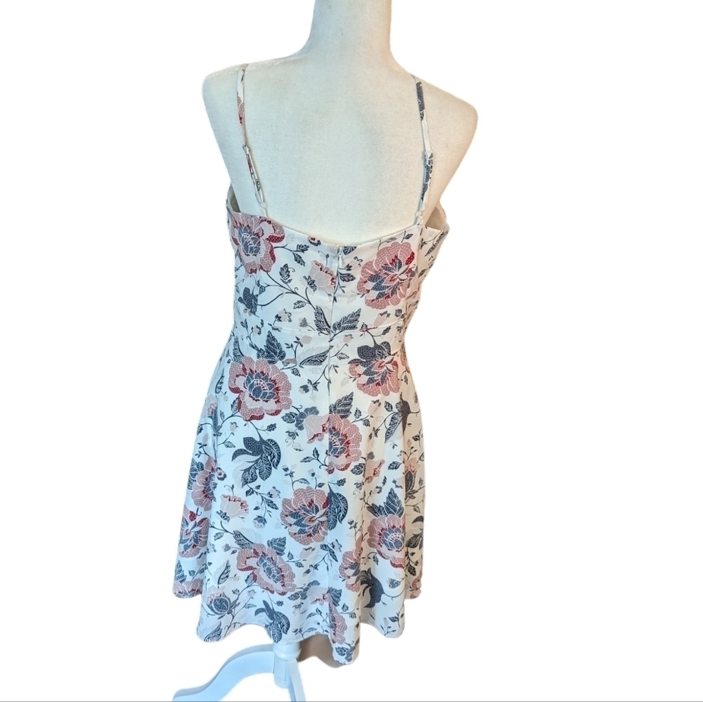 LOFT White Floral Mini Dress with Blue and Rust Flowers - Picture 5 of 10
